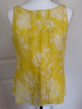 Ann Taylor Yellow and White Sleeveless Blouse